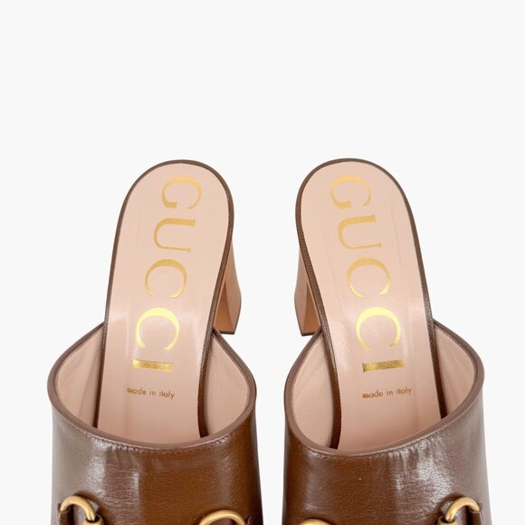 Gucci Houdan Horsebit Platform Sandals EU 40.5 US 10.5 Brown Mule Block Heel - Picture 6 of 14